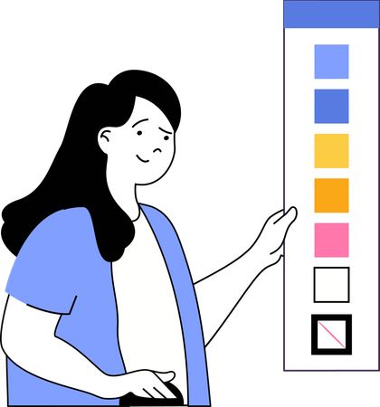 Girl selecting color from color palette  Illustration