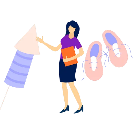 Girl selecting dress and shoes for April fools day  Illustration