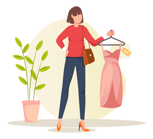 Girl selecting dress  Illustration