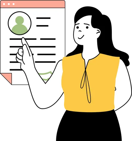 Girl selecting employee profile  Illustration