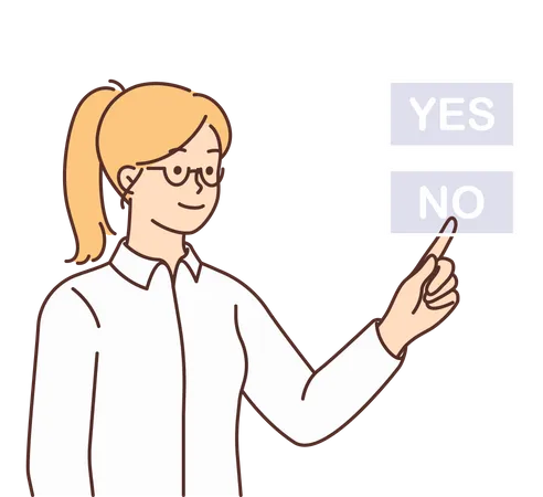 Girl selecting no option by decision making Illustration