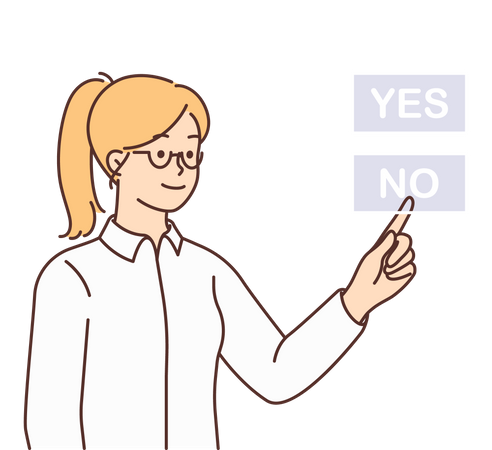 Girl selecting no option by decision making  Illustration