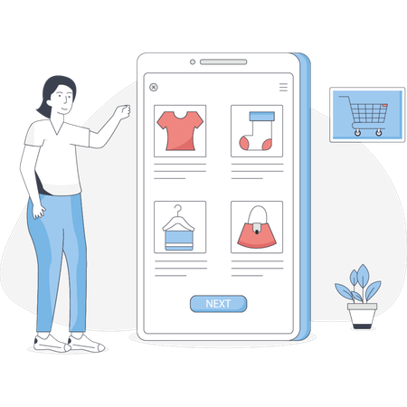 Girl selecting product buy  Illustration