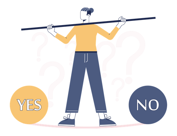 Girl selecting yes or no  Illustration