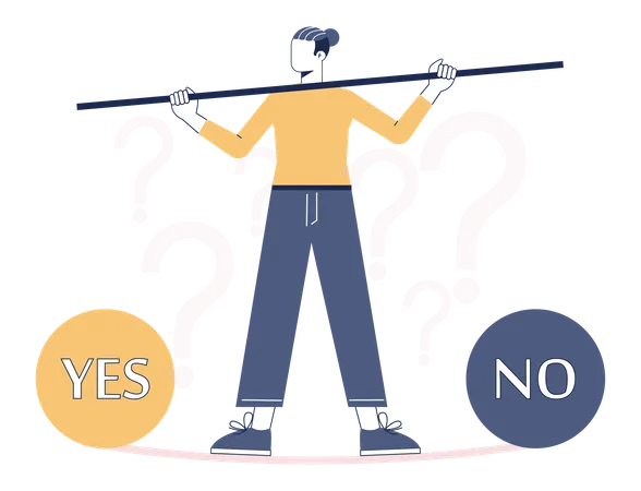 Choice Concept Difficult Decision Making Success Or Failure Two Options Dilemma Trying To Choose One Flat Vector Illustration Illustration
