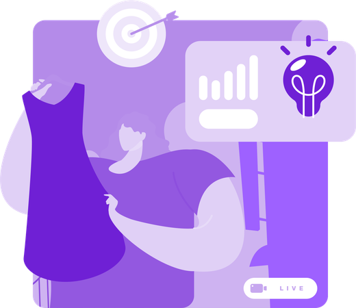 Girl Selling Clothes On Social Platform  Illustration
