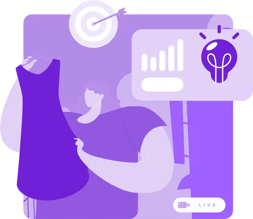 Girl Selling Clothes On Social Platform  Illustration