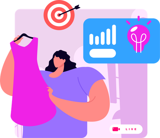 Girl Selling Clothes On Social Platfrom  Illustration