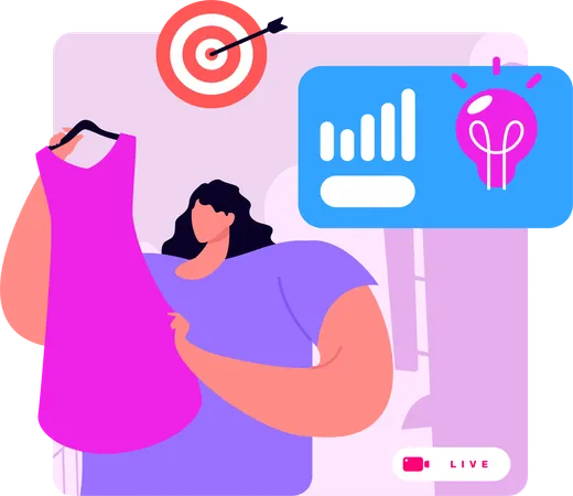 Girl Selling Clothes On Social Platfrom  Illustration