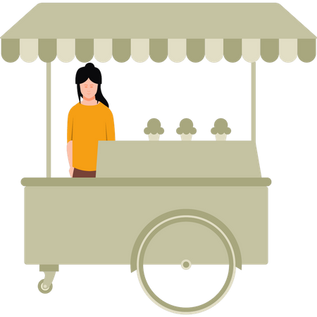 Girl selling ice cream  Illustration