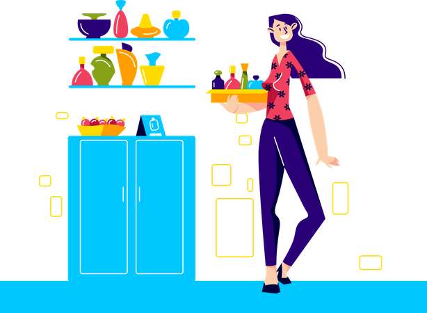 Girl selling perfumes  Illustration