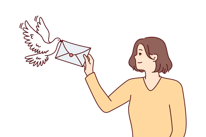 Girl send love letter  Illustration