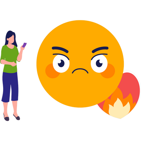 Girl sending angry emoji  Illustration