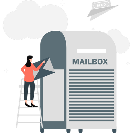 Girl sending business email  Illustration