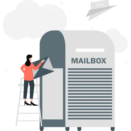 Girl sending business email  Illustration