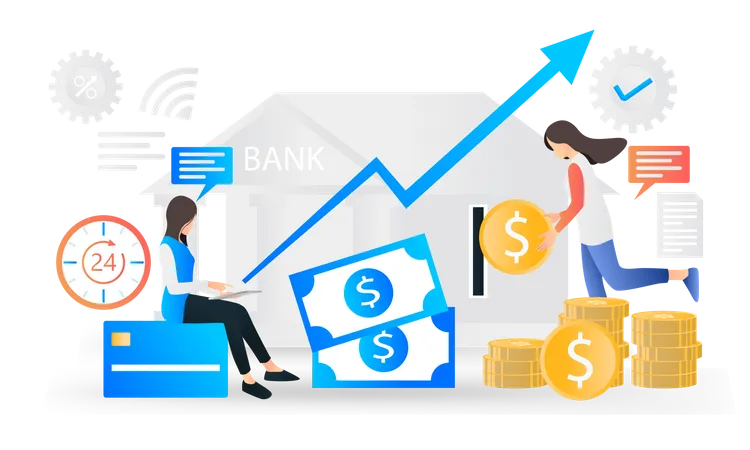 Flat Style Illustration Of Finance And Banking Illustration