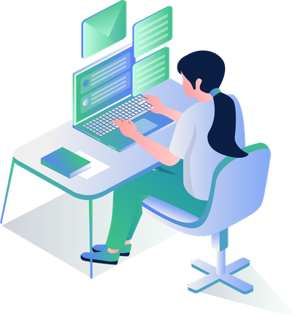 Girl sending email  Illustration