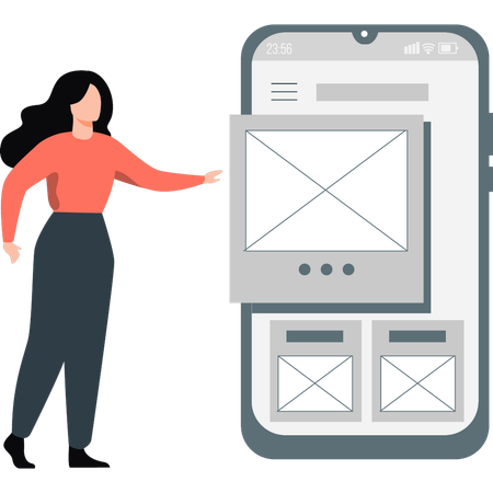 Girl sending email using mobile  Illustration