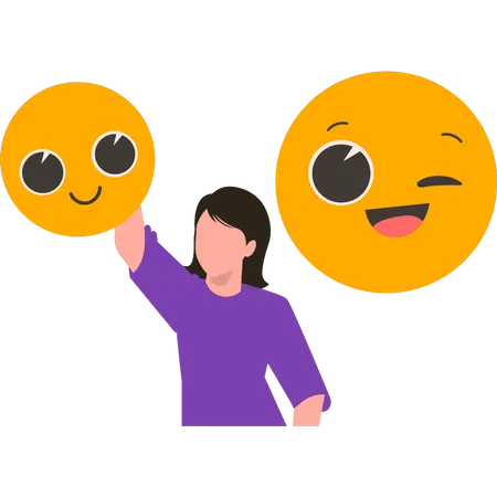 Girl Sending Emojis Illustration