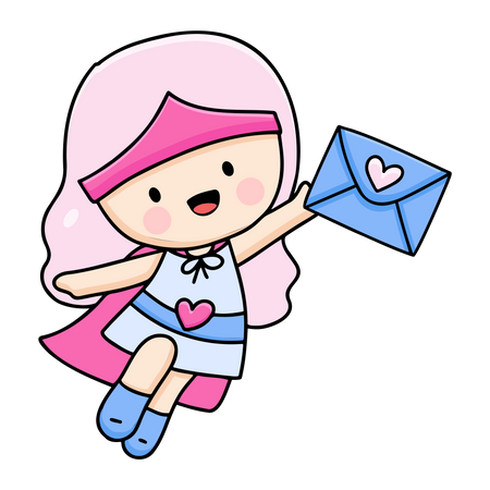 Girl Sending Love Mail Illustration