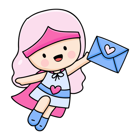 Girl Sending Love Mail  Illustration