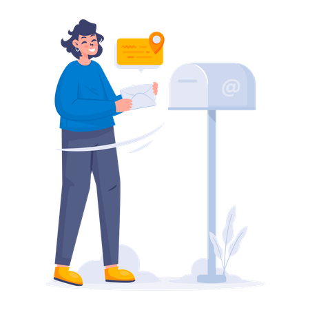 Girl sending mail  Illustration