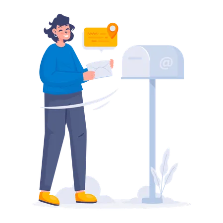 Girl sending mail  Illustration