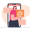 illustrations for woman sending mail