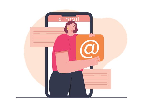 Girl sending mail  Illustration