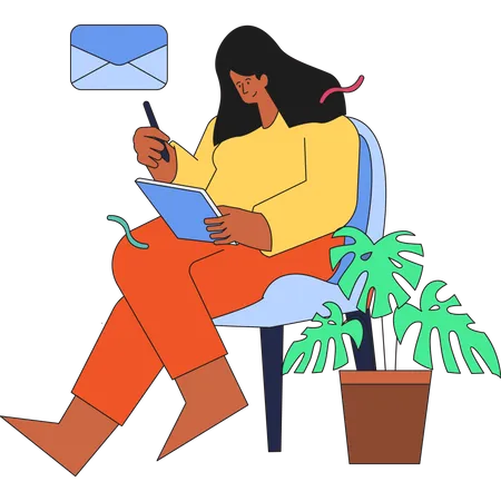 Girl sending marketing mail  Illustration