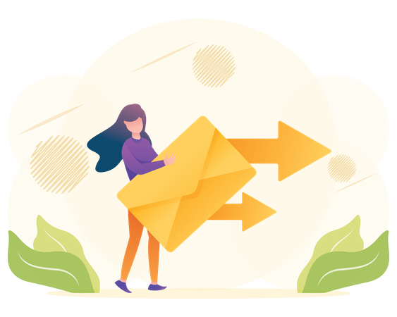 Girl sending marketing mail  Illustration