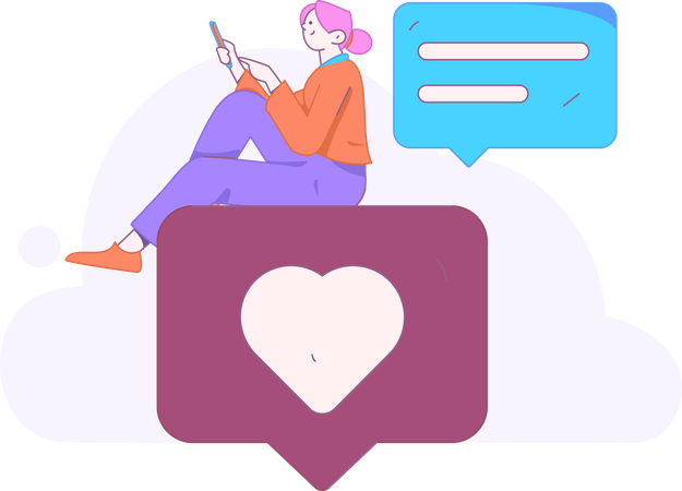 Girl Sending Message  Illustration