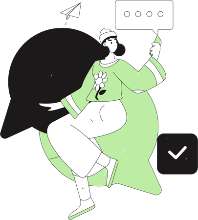 Girl sending message  Illustration