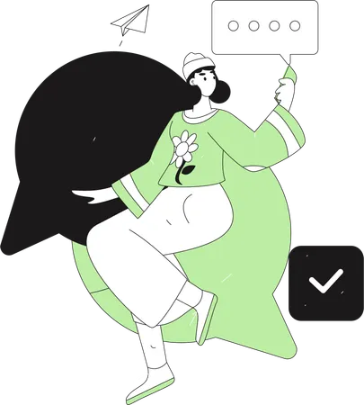 Girl sending message  Illustration