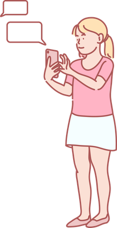 Girl sending message  Illustration