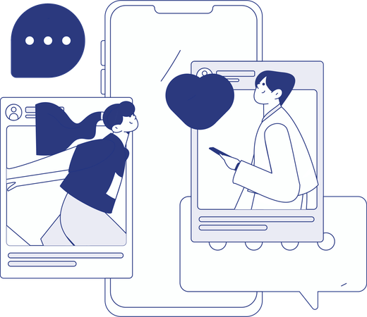 Girl Sending Message  Illustration
