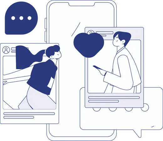 Girl Sending Message  Illustration