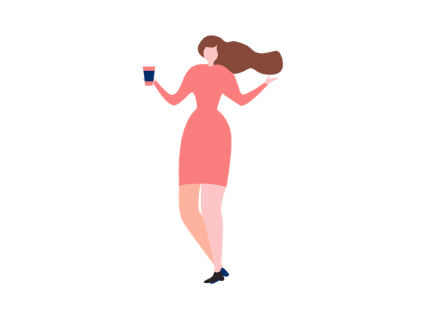 Girl Serving coffee Illustration