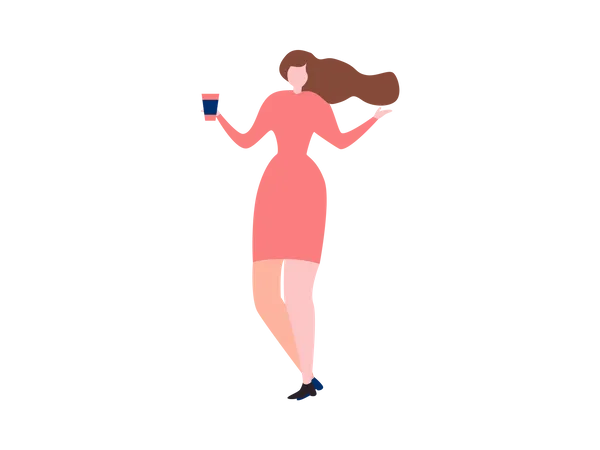 Girl Serving coffee  Illustration