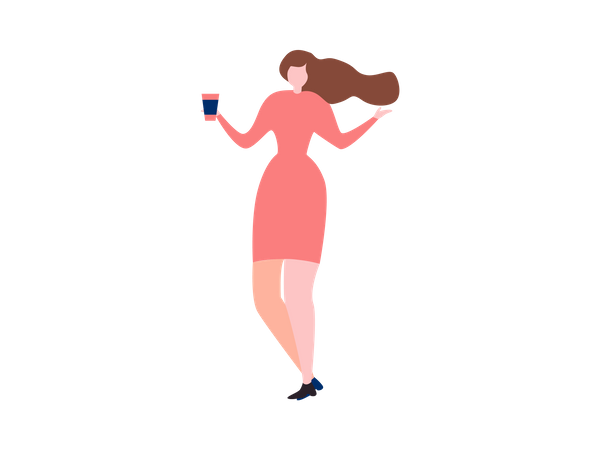 Girl Serving coffee  Illustration