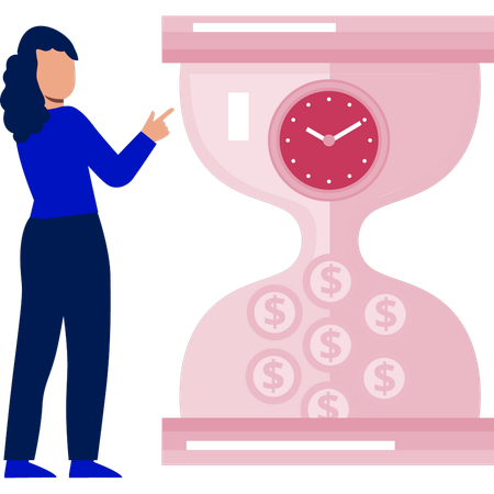 Girl sets money collection timer  Illustration