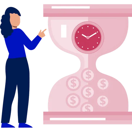 Girl sets money collection timer  Illustration