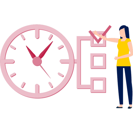 Girl sets routine work accordingly time  Illustration