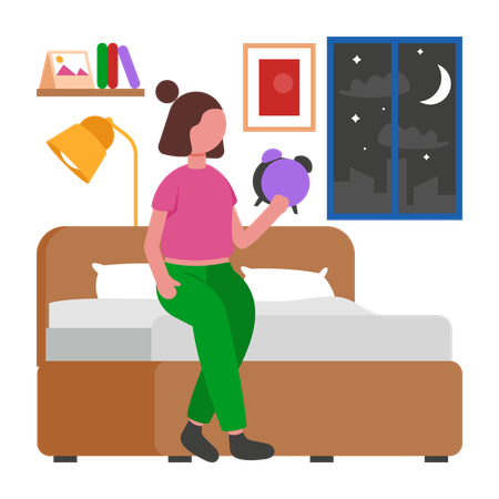 Girl setting Alarm  Illustration
