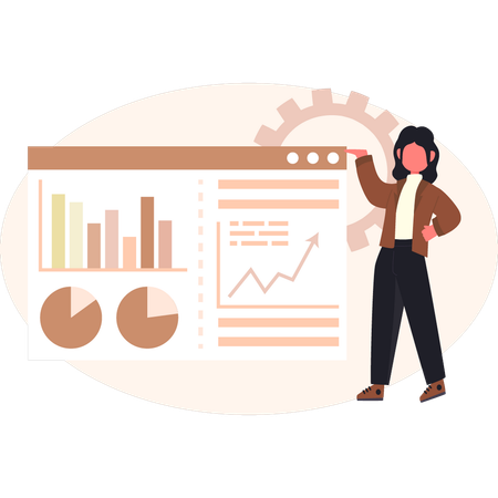 Girl setting analysis website  Illustration