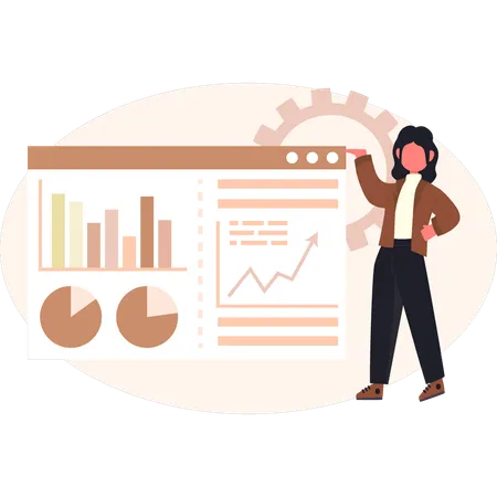 Girl setting analysis website  Illustration