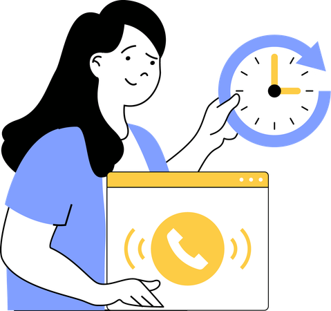 Girl setting call timer  Illustration