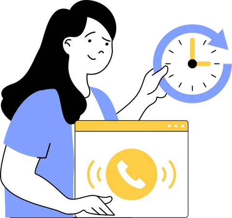 Girl setting call timer  Illustration