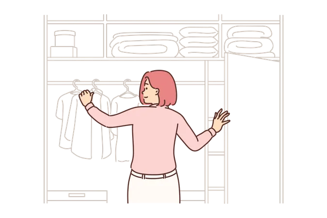 Girl setting clothes  Illustration