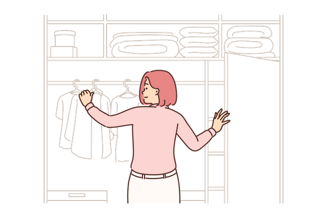 Girl setting clothes  Illustration